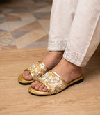 Embroidered Floral Slides