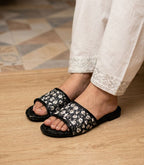 Embroidered Floral Slides