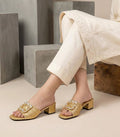 Shimmer Buckle Heels