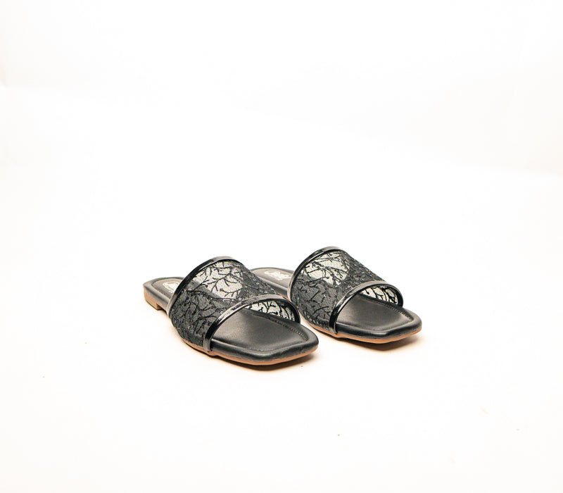 Lace Square Toe Slides