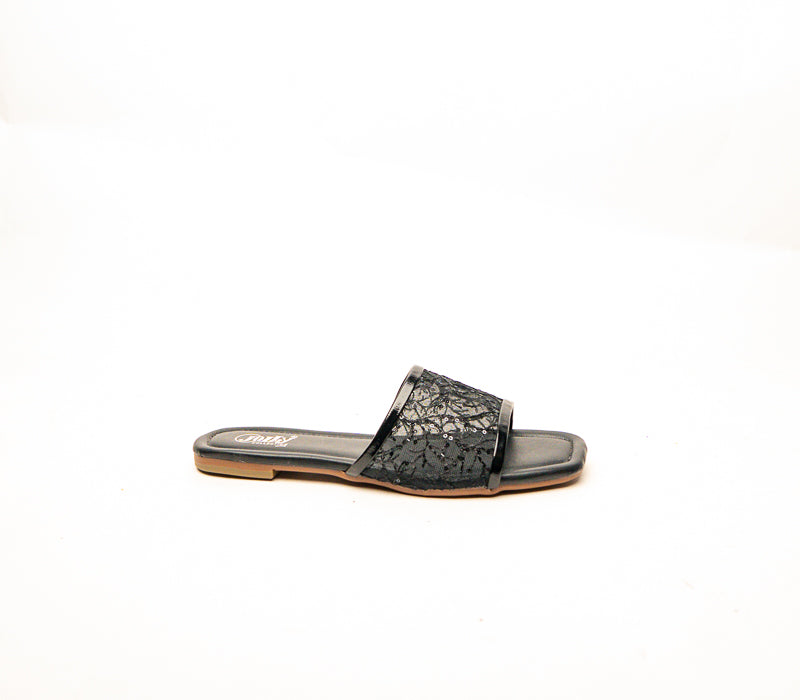 Lace Square Toe Slides