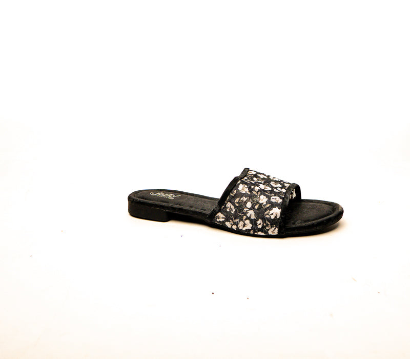 Embroidered Floral Slides