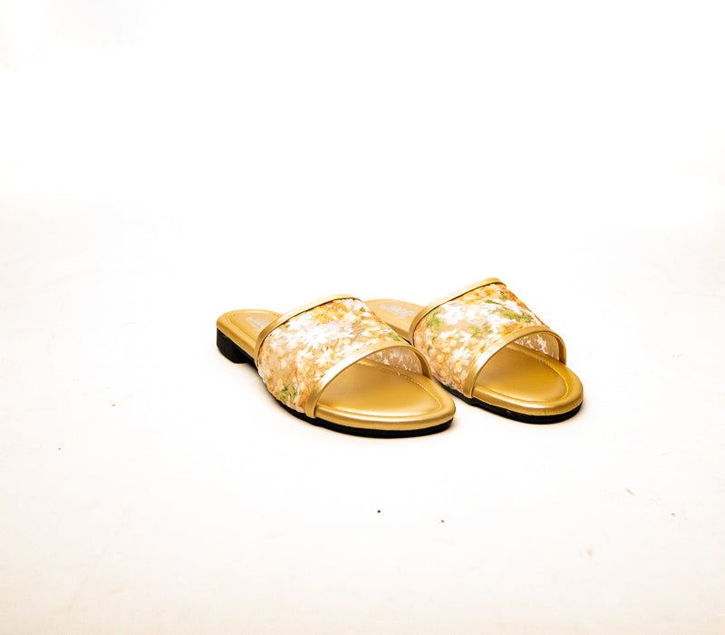 Embroidered Floral Slides