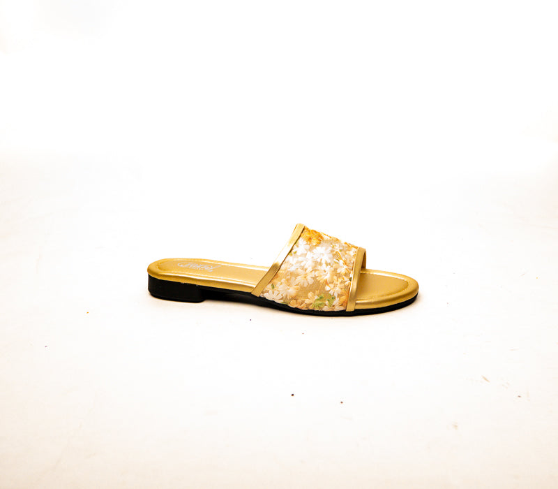 Embroidered Floral Slides