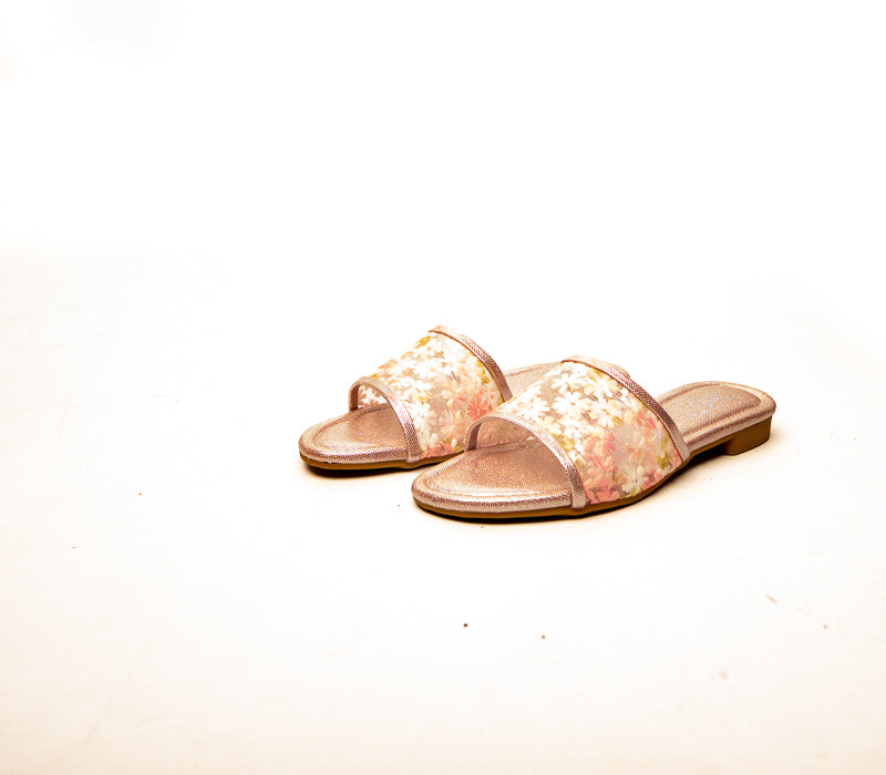 Embroidered Floral Slides