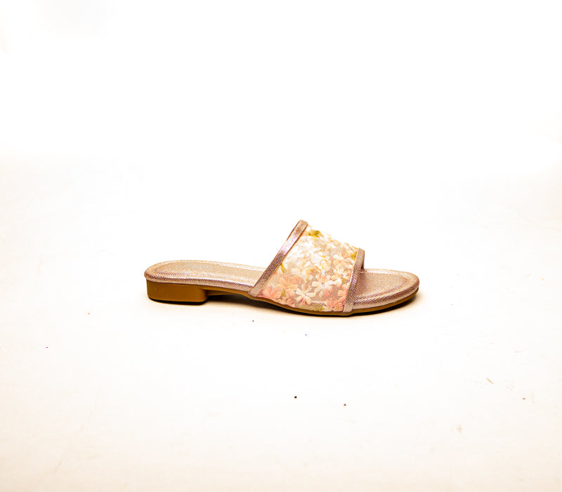Embroidered Floral Slides