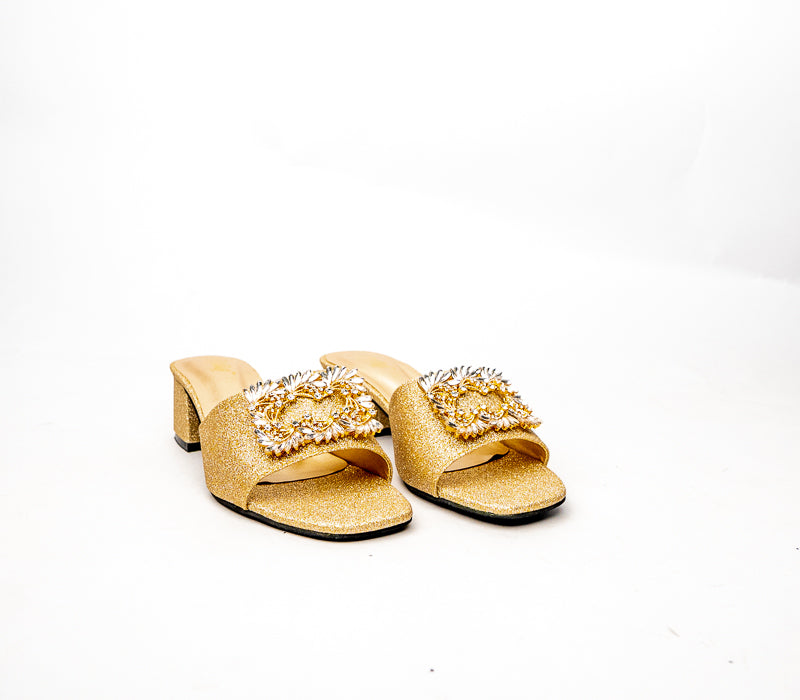 Shimmer Buckle Heels