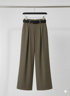 Pleated Wide-Leg Trouser Pants