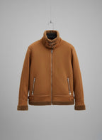 Aviator Camel Shearling Bomber Jacket