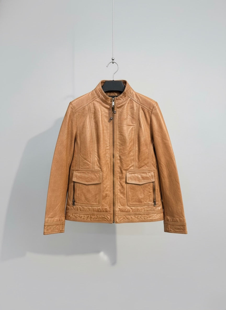 Camel Tan Vintage Leather Jacket