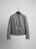 Gunmetal Grey Quilted Leather Jacket