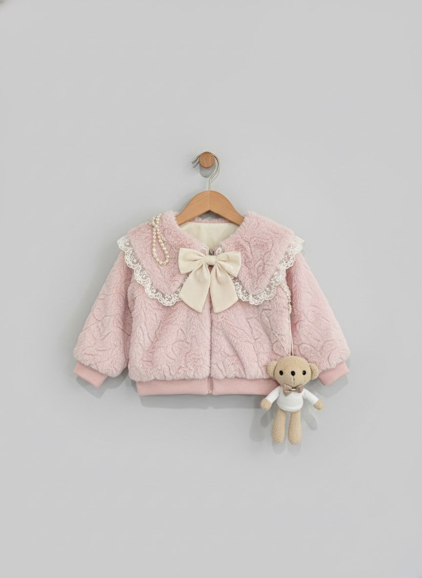 Pink Teddy Hug Faux-Fur Coat
