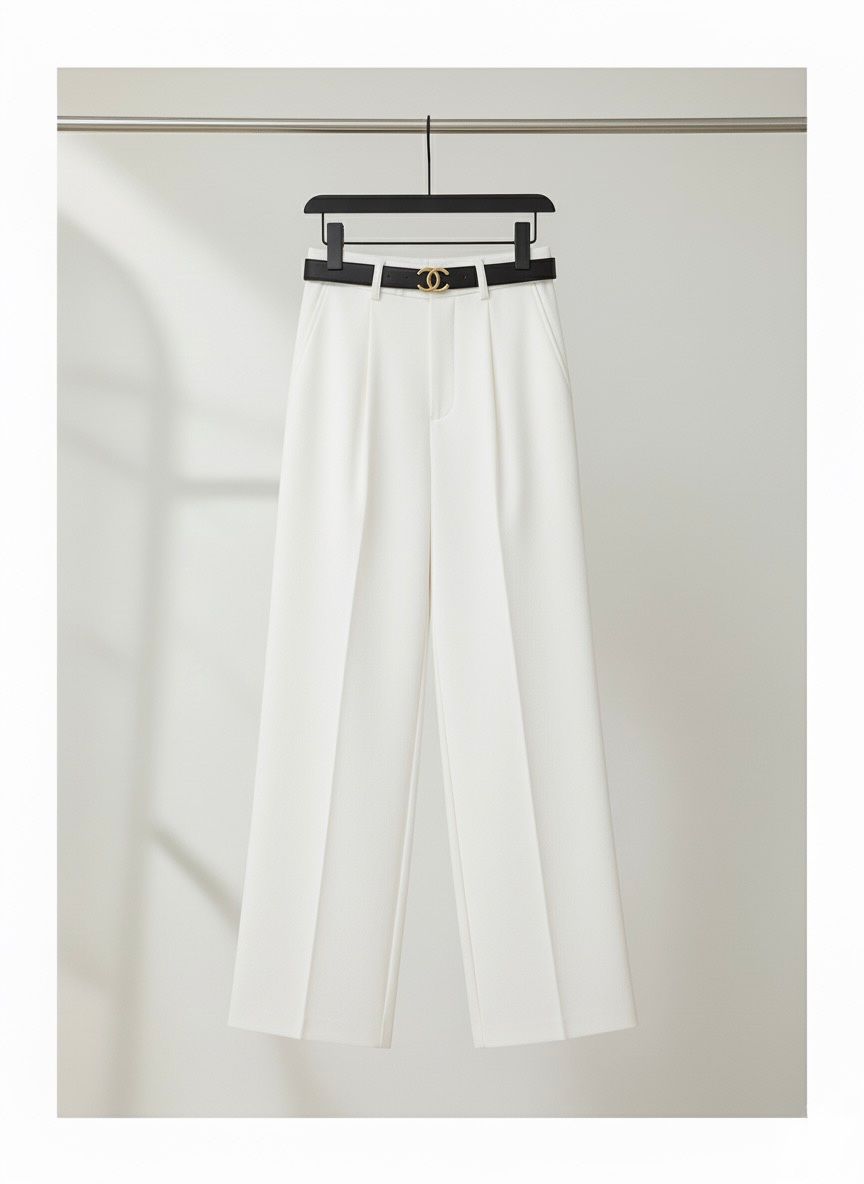 Pleated Wide-Leg Trouser Pants