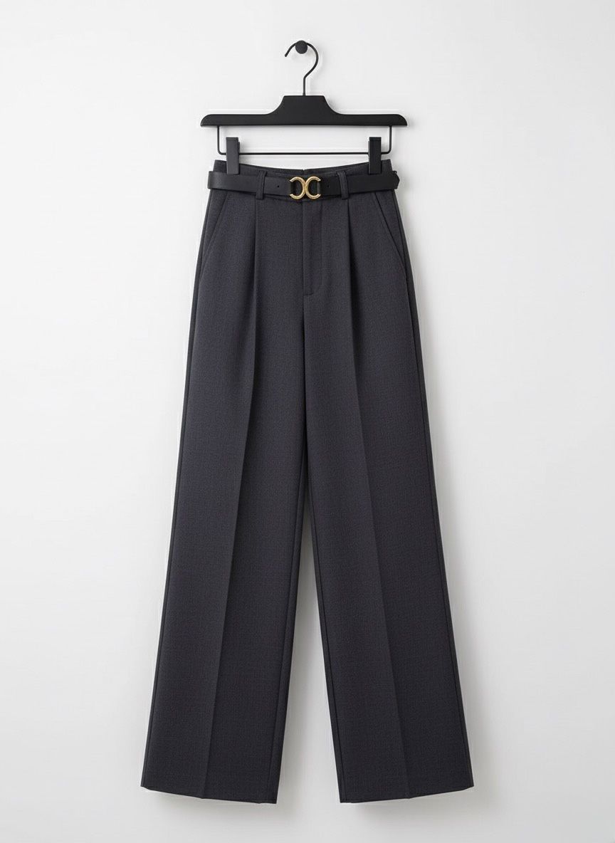Pleated Wide-Leg Trouser Pants
